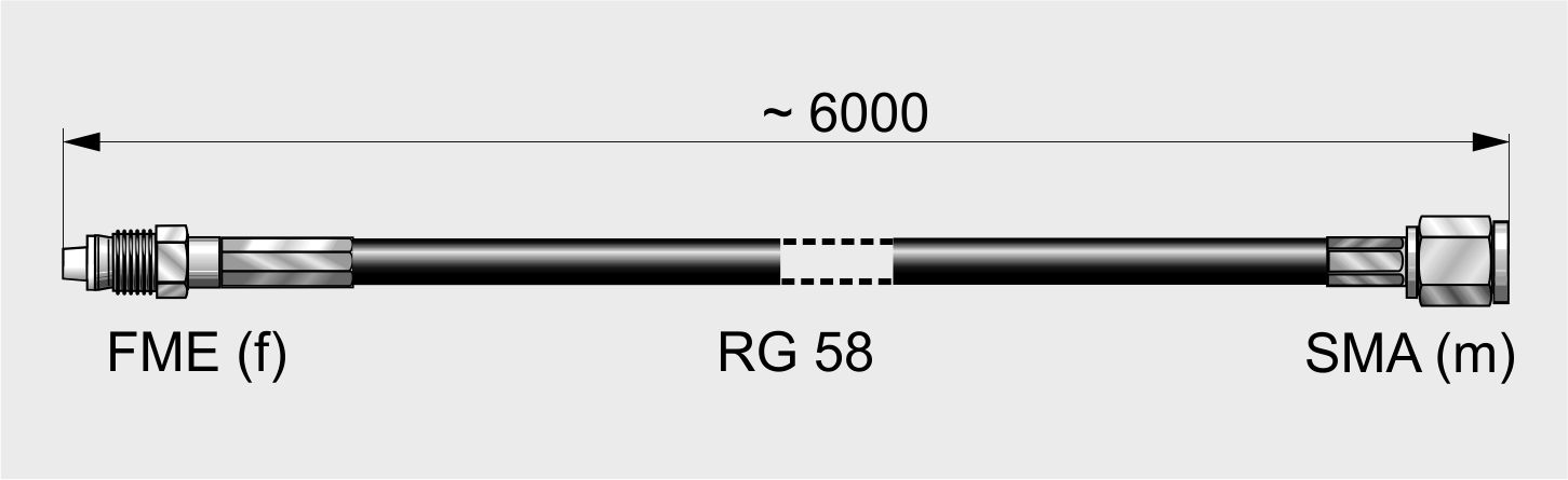 Antennikaapeli RG58 pituss 6 m FME(f)/SMA(m)