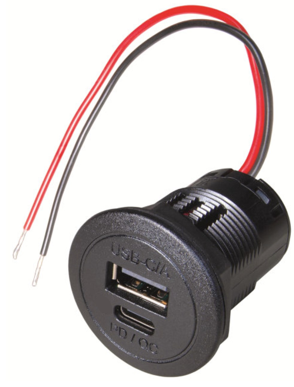 USB virtarasia 8-34V A+C portit PD/QC 30W asennus 28mm