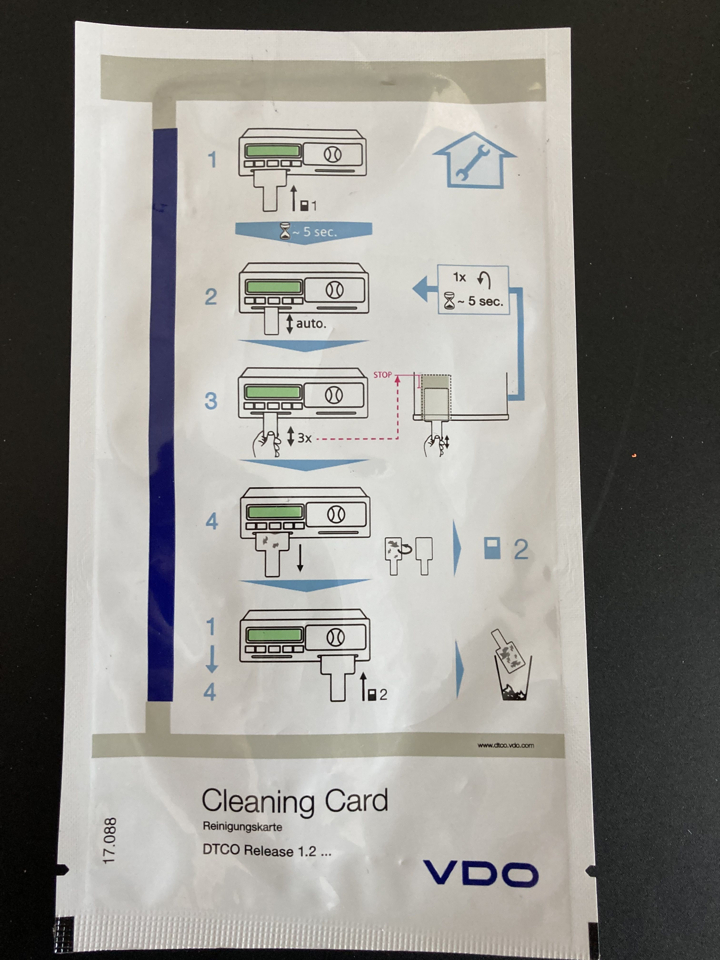 DTCO piirturin kortinlukijan puhdistuskorttisarja 12KPL