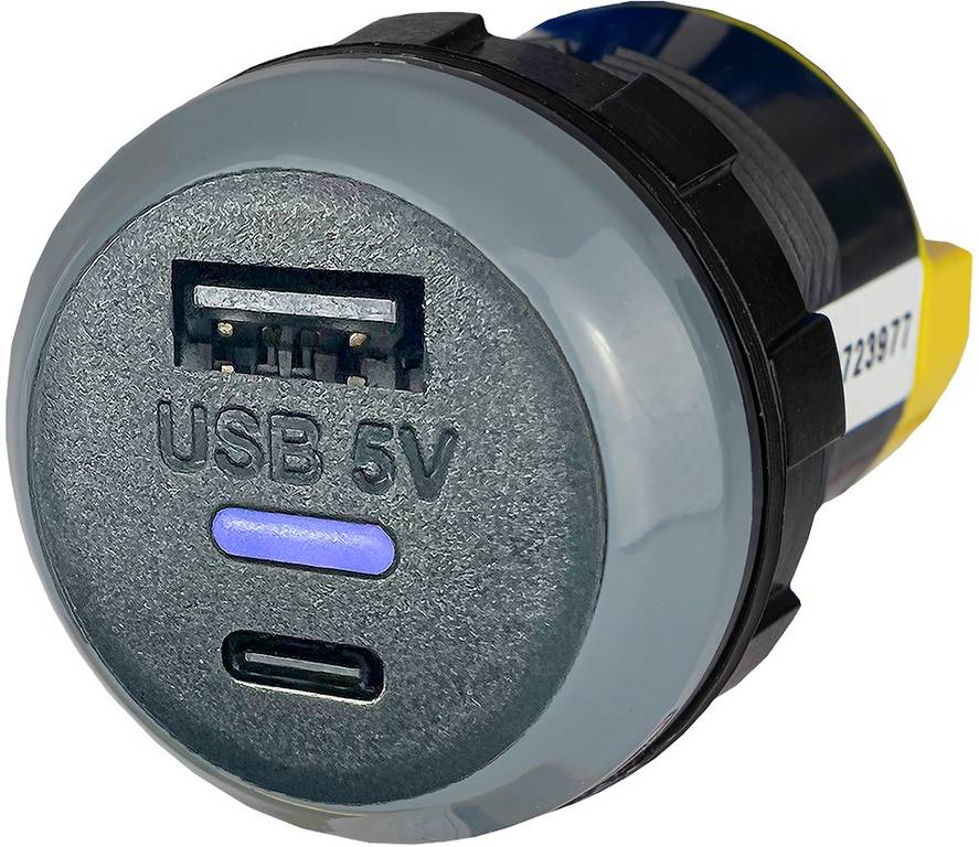 USB-A+C laturi 12/24V 5V 3,6A IP65