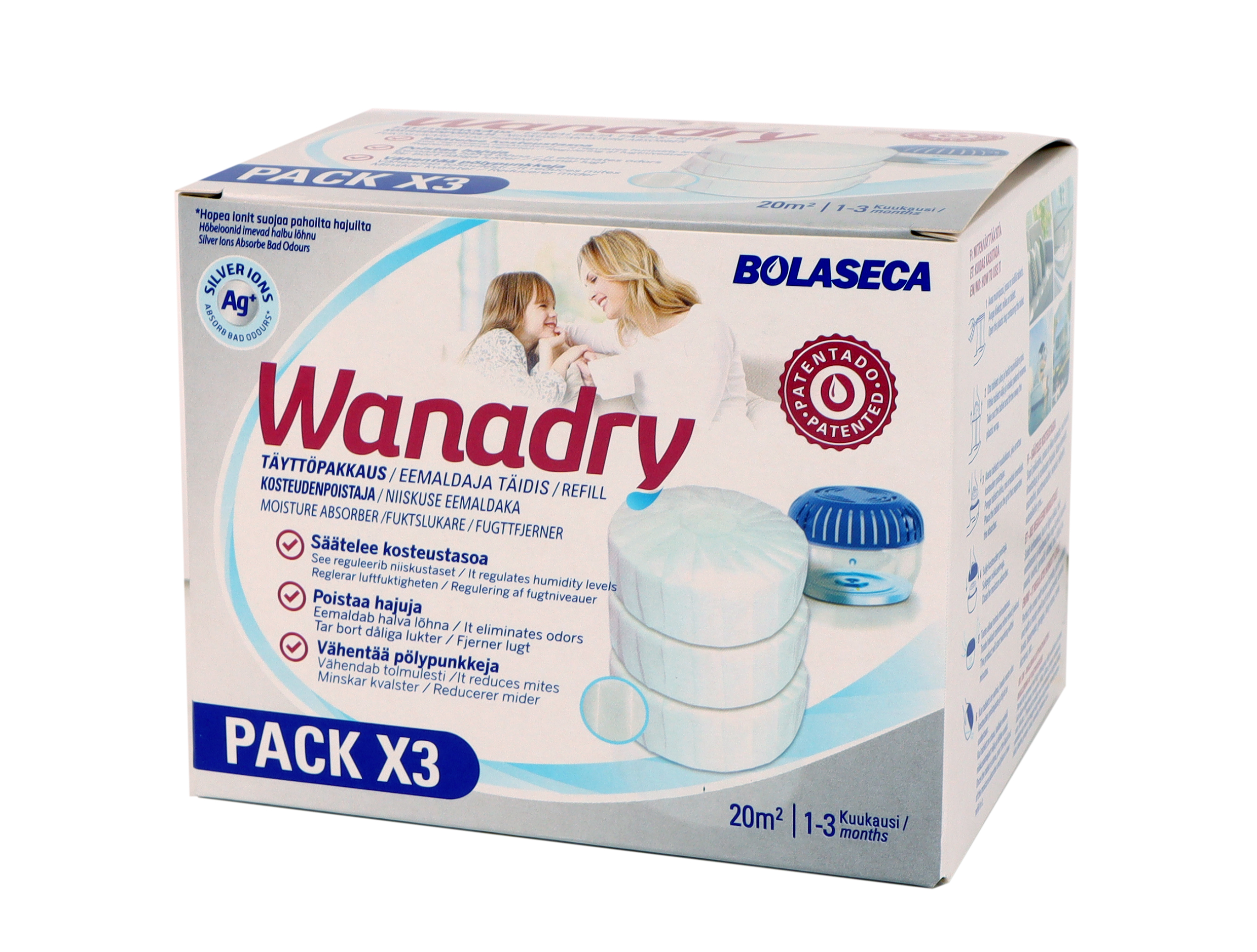 Bolaseca Kosteudenpoistajan tyttpakkaus Ag Wanadry 3x450g