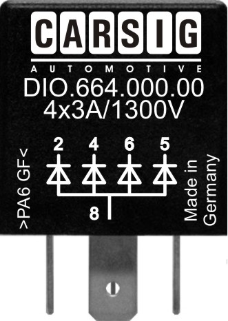 DIO.664.000.00 Diodiryhm� 1 sis 4 ulos BY255 4x3A 1300V