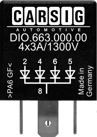 DIO.663.000.00 Diodiryhm� 4 sis 1 ulos BY255 4x3A 1300V