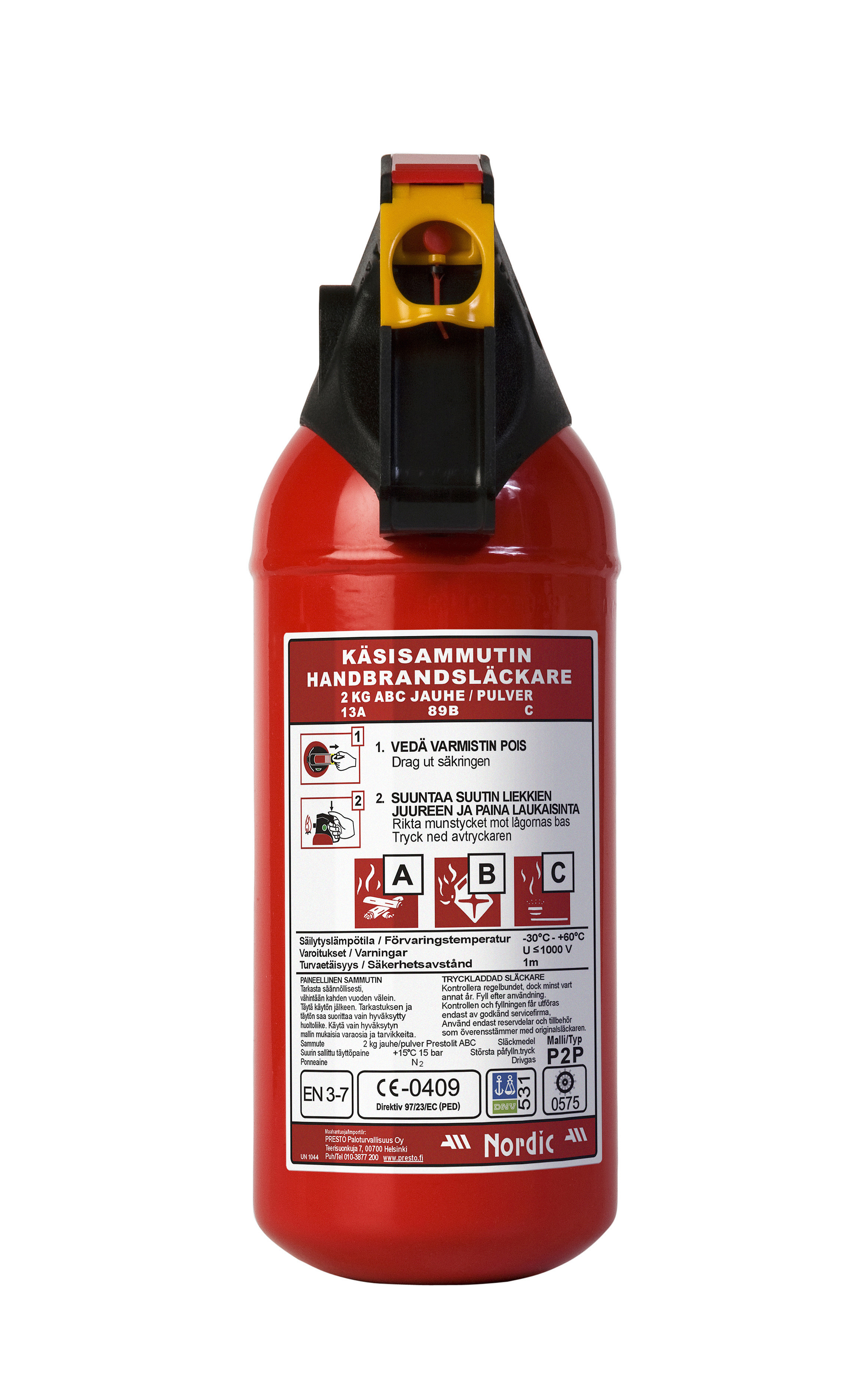 Jauhesammutin 2kg Nordic P2P letkuton, sis.ajon.telineen