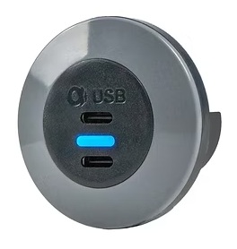 USB-C+C laturi etuasennus 12/24V 5V 3A