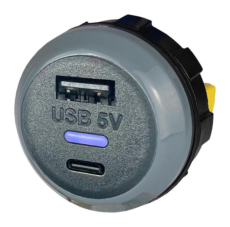USB-A+C laturi 12/24V 5V 3,6A IP65