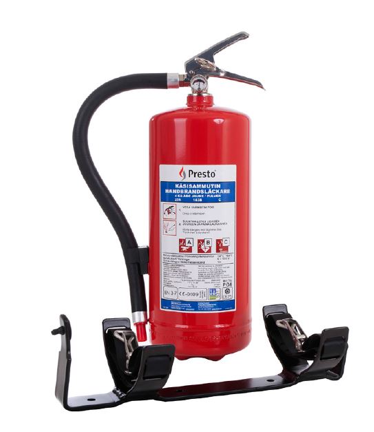 Jauhesammutin 4kg Presto PG4F, sis.ajon.telineen