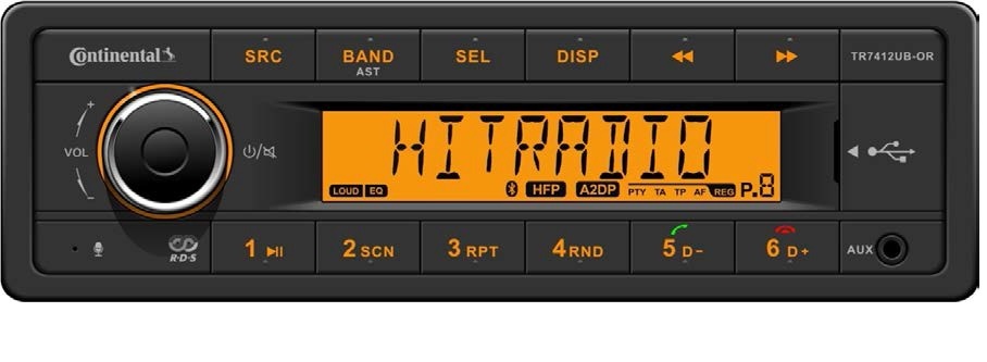 Radio-USB-BT Continental 12V oranssi