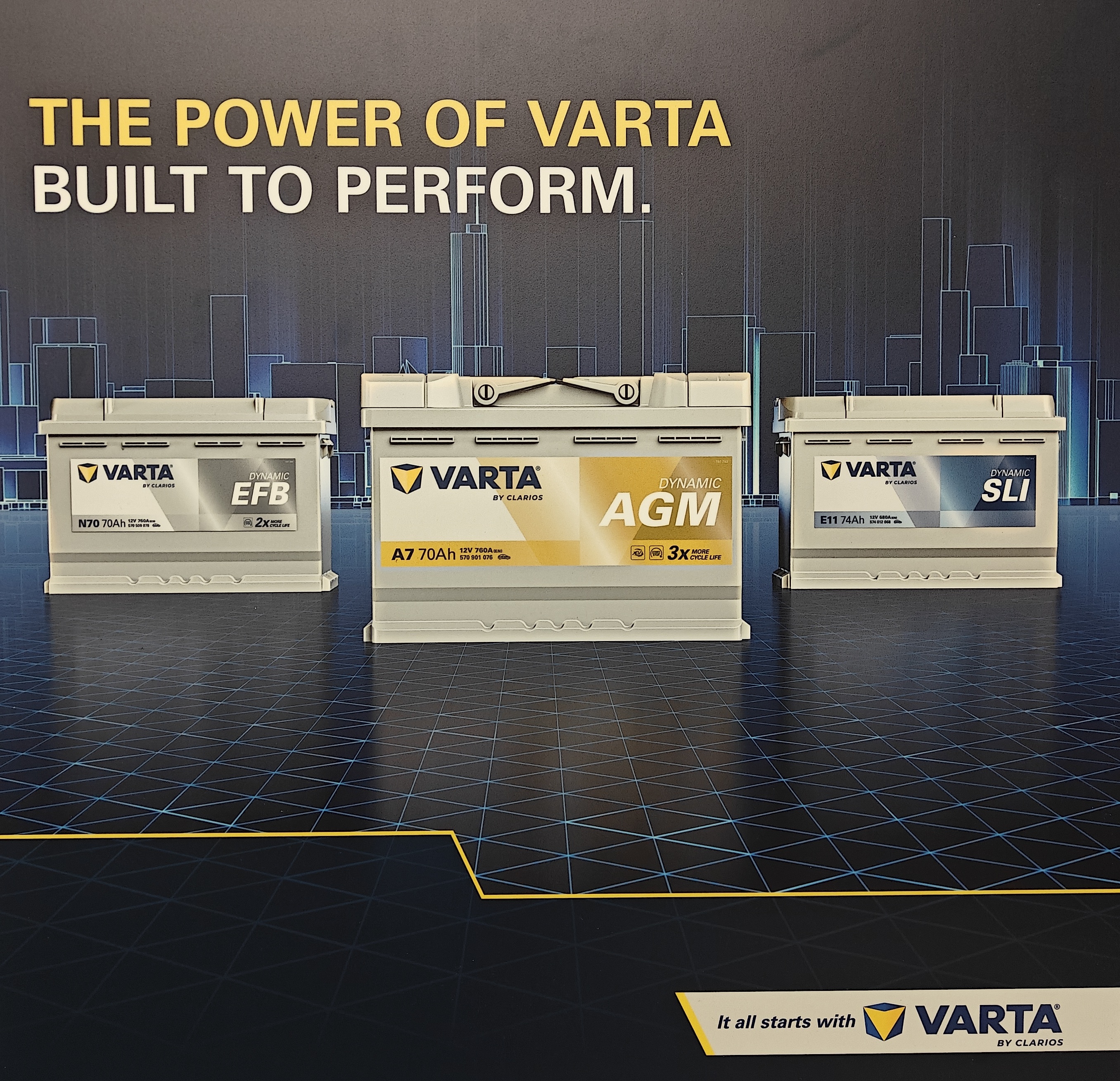 VARTA AGM-kyltti akkutelineeseen
