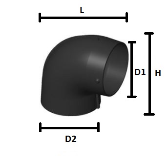 Mutkakappale 90ast, 125M/125M mm, 170 x 170 mm, letkuun